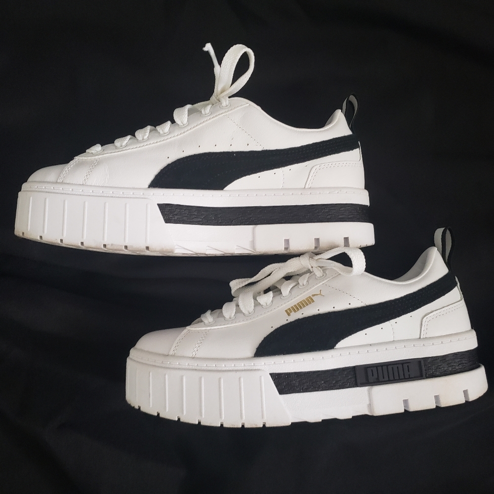 Mayze Puma Women's White and Black Platform Sneakers 7 New - Picture 8 of 13